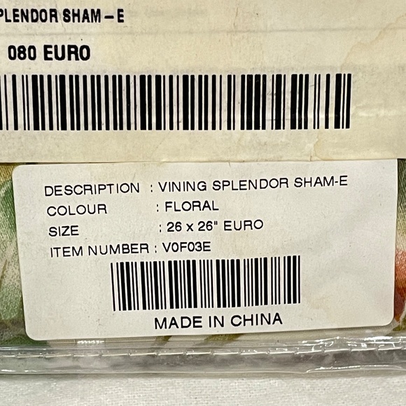 Linen Source Euro Pillow Sham Floral "Vining Splendor" NEW Pillowcase - Picture 3 of 4